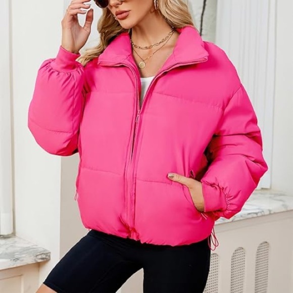 Women's Pink Puffer Jacket available in different colors and
green brown pink - Picture 1 of 4